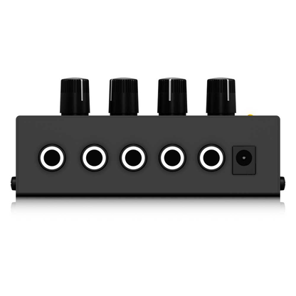 Amplificador de audífonos HA400, vista del panel con las conexiones de audio