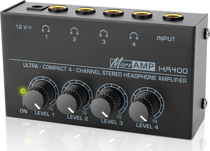 Amplificador de audífonos HA400 con cuatro controles de volumen independientes, imagen principal